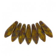 Czech Glass Daggers beads 5x16mm Lemon picasso